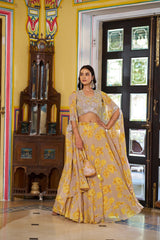 Designer Floral Printed Georgette Lehenga Choli with Embroidered Blouse & Dupatta Set
