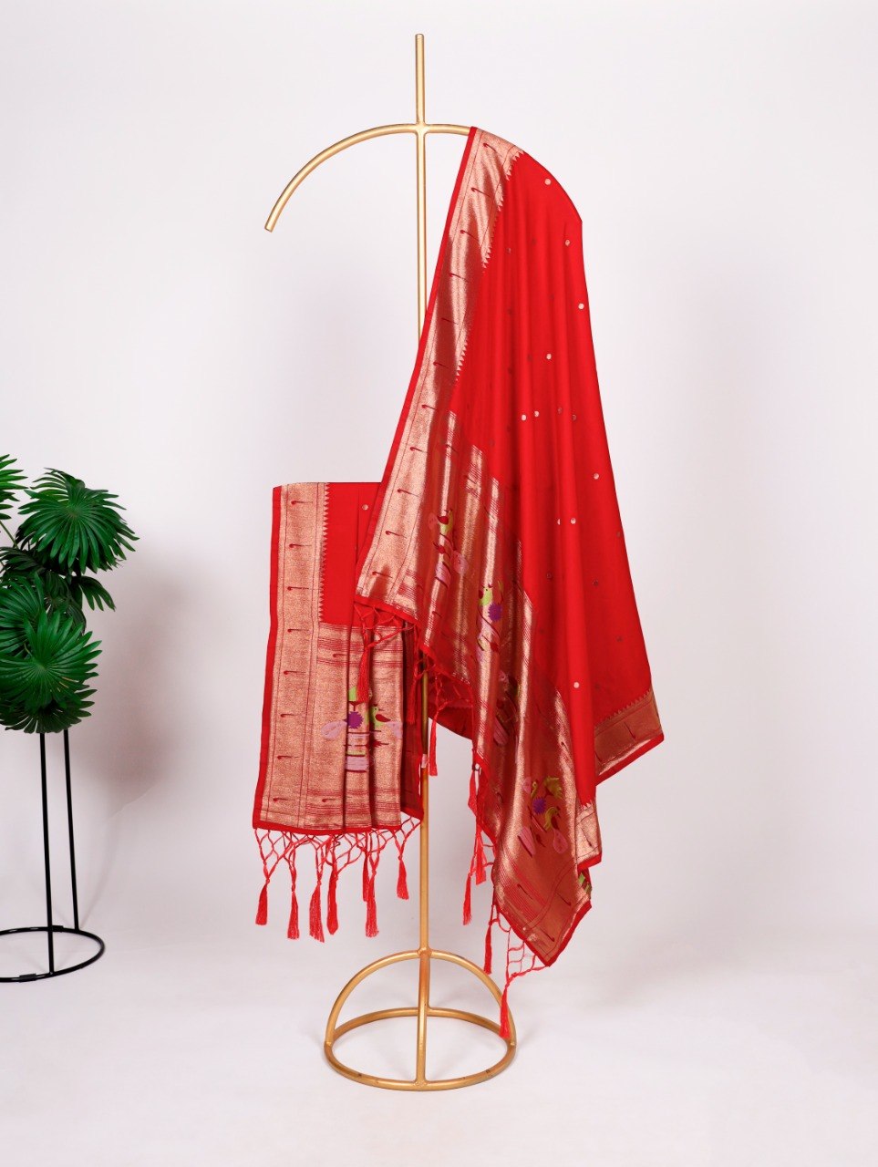 Designer Jacquard Paithani Weaving Zari Work Dupatta with Tassels