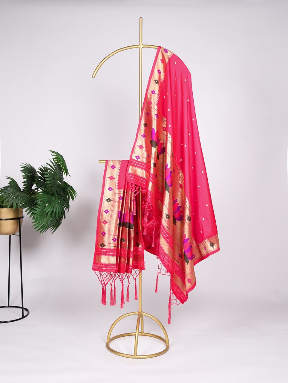 Designer Jacquard Paithani Weaving Zari Work Dupatta with Tassels