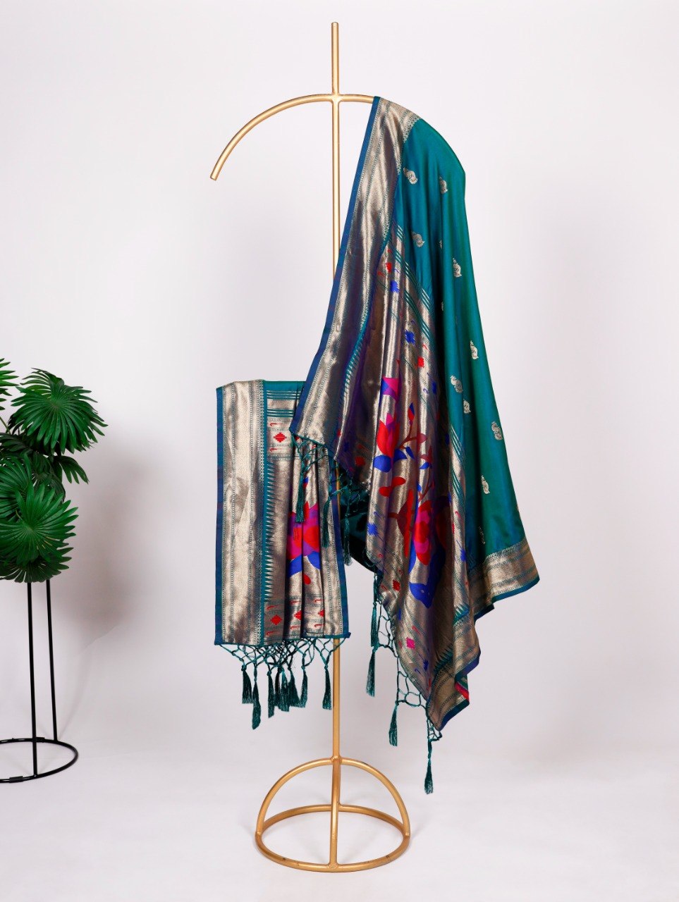 Designer Jacquard Paithani Weaving Zari Work Dupatta with Tassels