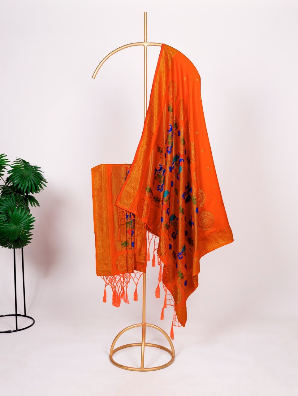 Designer Jacquard Paithani Weaving Zari Work Dupatta with Tassels
