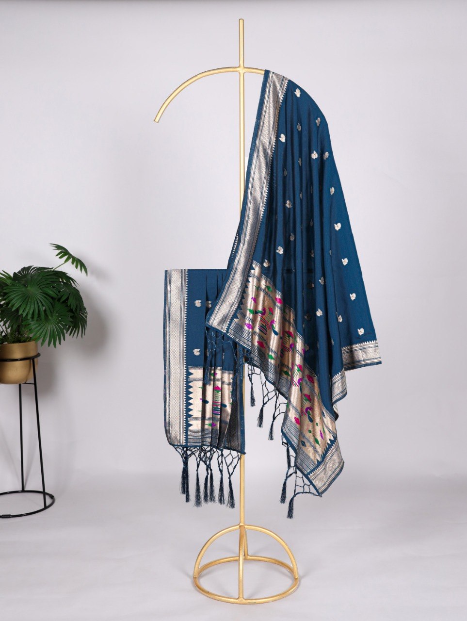 Designer Jacquard Paithani Weaving Zari Work Dupatta with Tassels