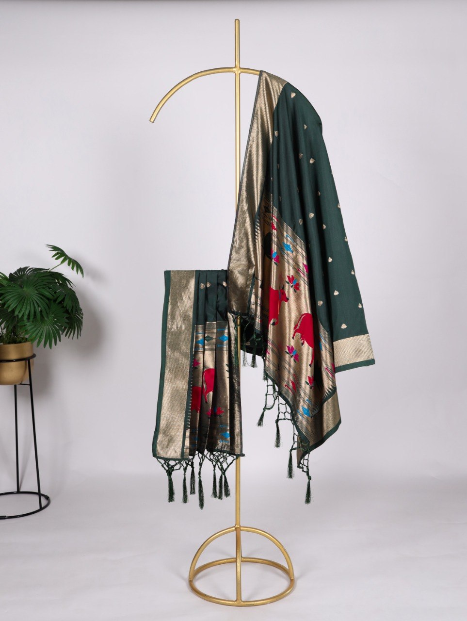 Designer Jacquard Paithani Weaving Zari Work Dupatta with Tassels