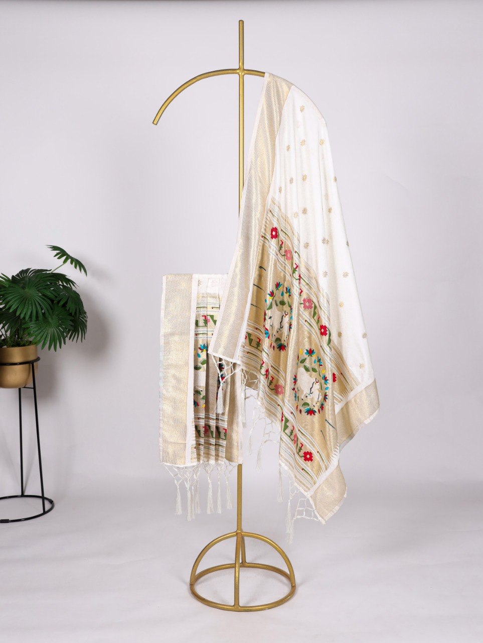 Designer Jacquard Paithani Weaving Zari Work Dupatta with Tassels