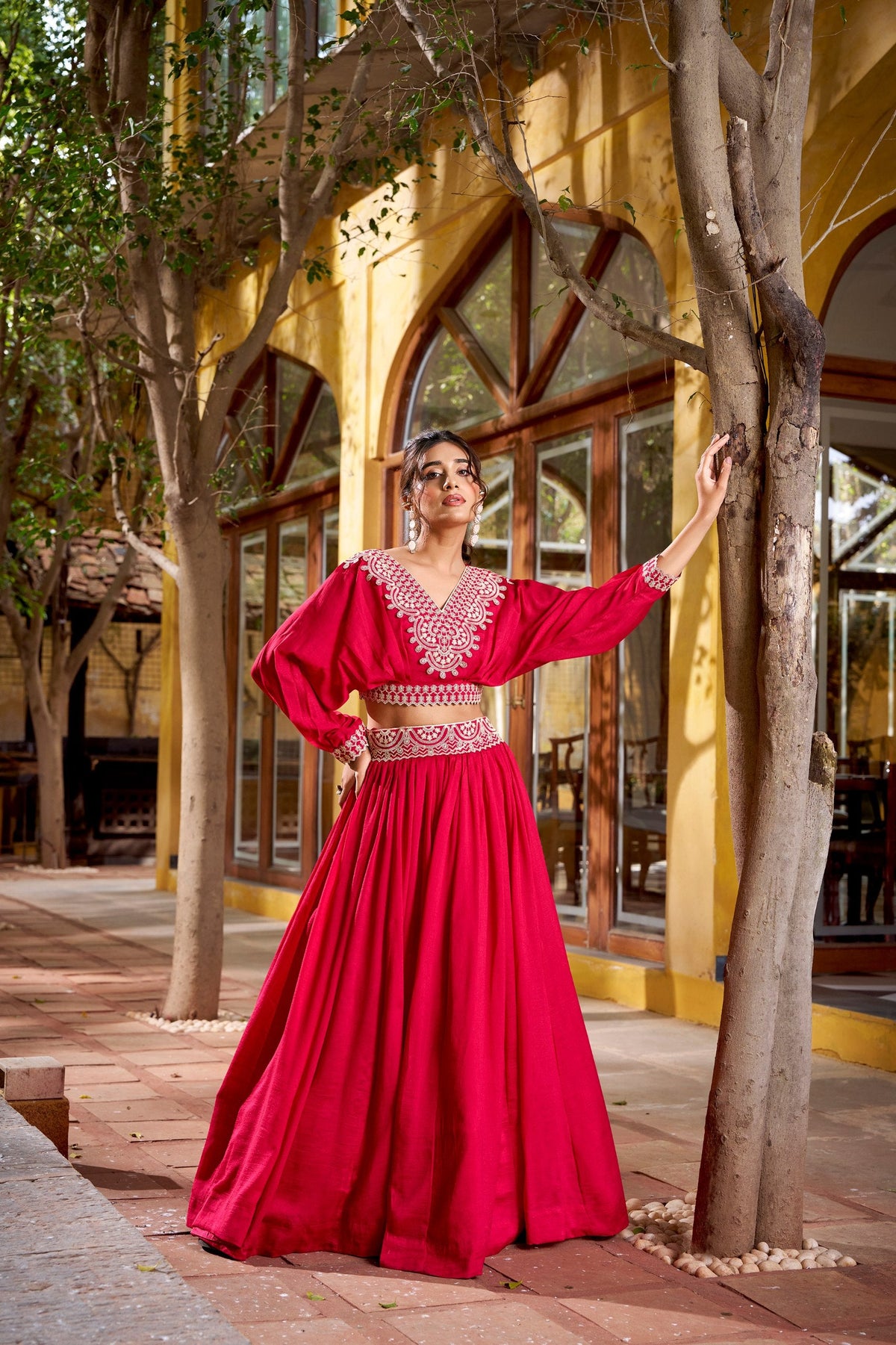 Magenta Pink Vichitra Silk Designer Lehenga Choli with Thread Embroidery Work & Blouse