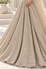 Beige Premium Heavy Organza Silk Coding & Sequins Work Bridal Lehenga Choli with Dupatta