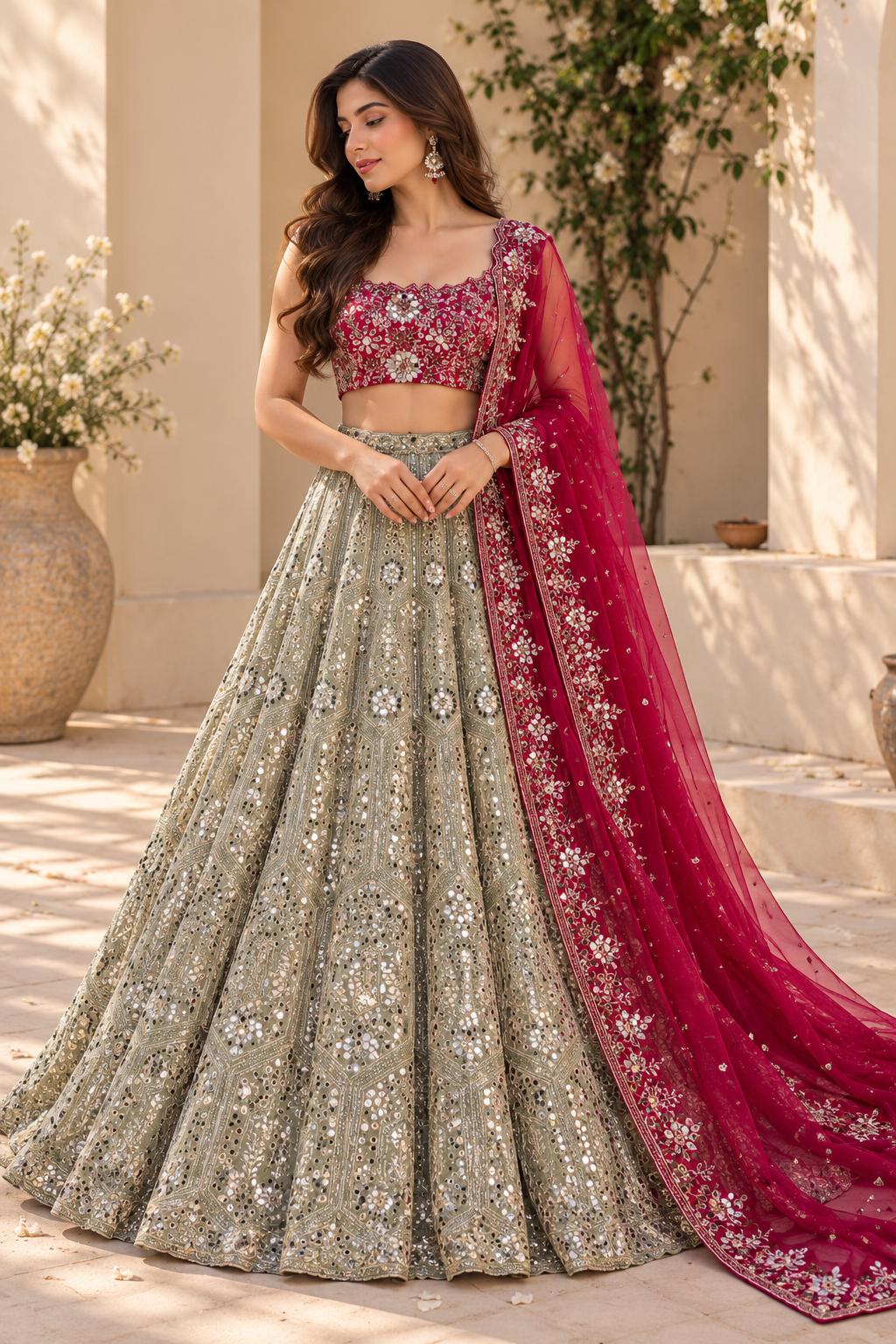 Grey & Maroon Premium Heavy Faux Georgette Heavy Embroidery, Coding & Sequins Work Designer Bridal Lehenga Choli with Net Dupatta