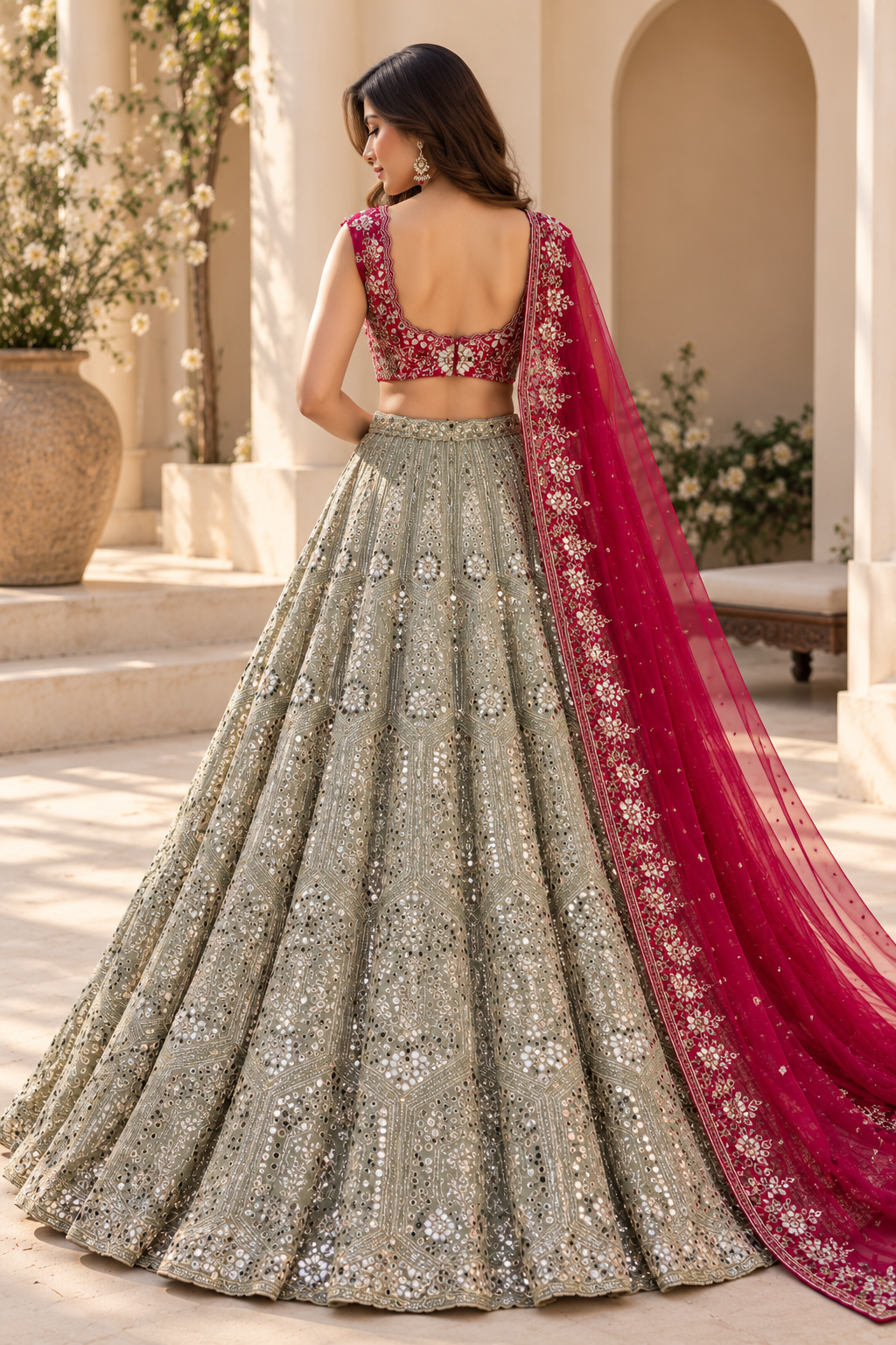 Grey & Maroon Premium Heavy Faux Georgette Heavy Embroidery, Coding & Sequins Work Designer Bridal Lehenga Choli with Net Dupatta