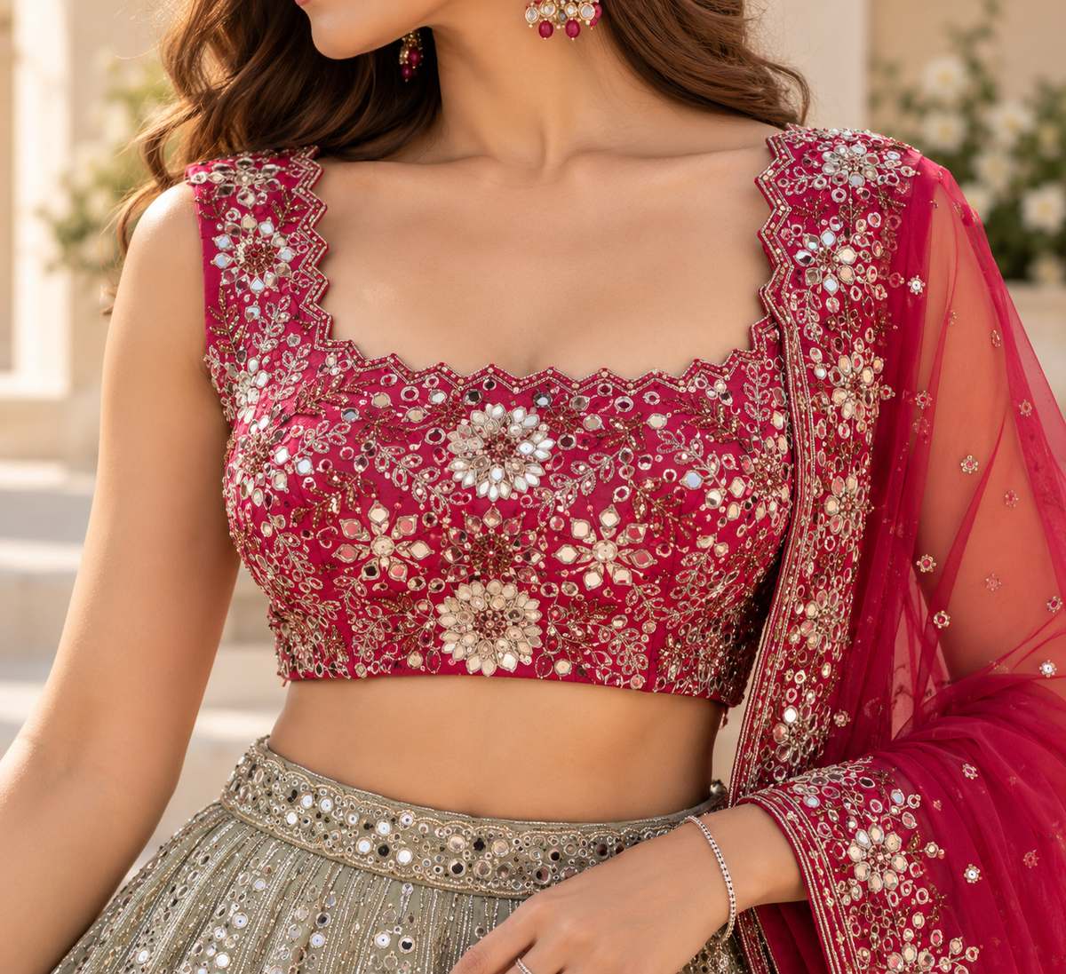 Grey & Maroon Premium Heavy Faux Georgette Heavy Embroidery, Coding & Sequins Work Designer Bridal Lehenga Choli with Net Dupatta