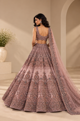 Dusty Rose Premium Heavy Soft Net Glitter Dori and Sequins Work Bridal Lehenga Choli with Net Dupatta