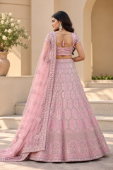 Pink Premium Net Heavy Embroidery, Glitter Dori, Sequins & Jarkan Work Designer Bridal Lehenga Choli with Net Dupatta