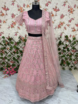 Pink Premium Net Heavy Embroidery, Glitter Dori, Sequins & Jarkan Work Designer Bridal Lehenga Choli with Net Dupatta