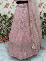 Pink Premium Net Heavy Embroidery, Glitter Dori, Sequins & Jarkan Work Designer Bridal Lehenga Choli with Net Dupatta