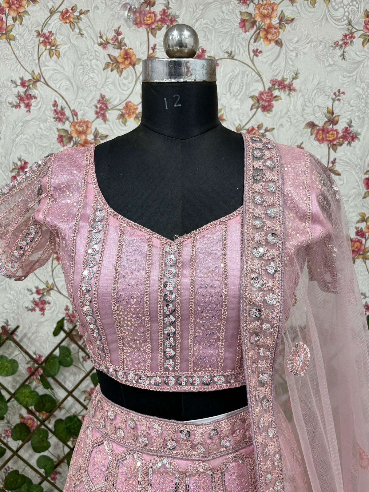 Pink Premium Net Heavy Embroidery, Glitter Dori, Sequins & Jarkan Work Designer Bridal Lehenga Choli with Net Dupatta