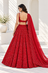 Red Premium Vichitra Silk Heavy Embroidery, Coding & Sequins Work Bridal Lehenga Choli with Dupatta