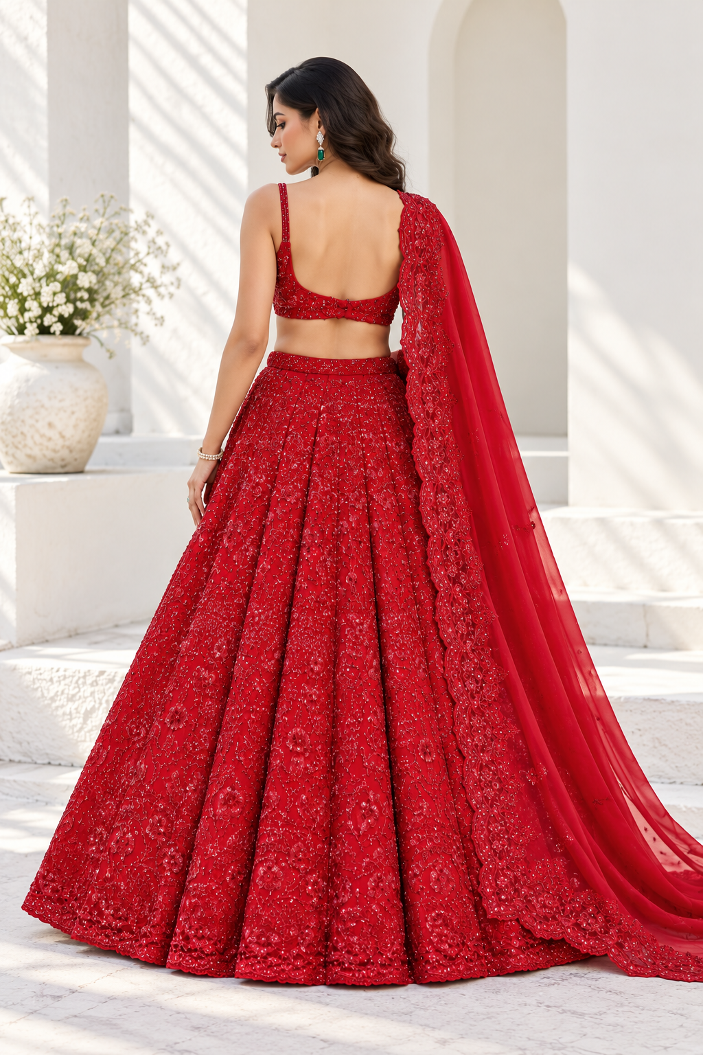 Red Premium Vichitra Silk Heavy Embroidery, Coding & Sequins Work Bridal Lehenga Choli with Dupatta