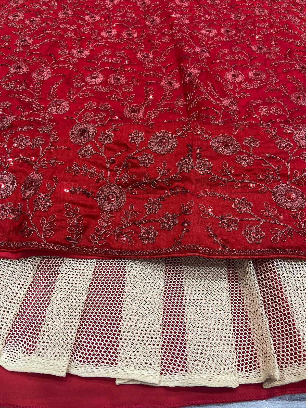 Red Premium Vichitra Silk Heavy Embroidery, Coding & Sequins Work Bridal Lehenga Choli with Dupatta