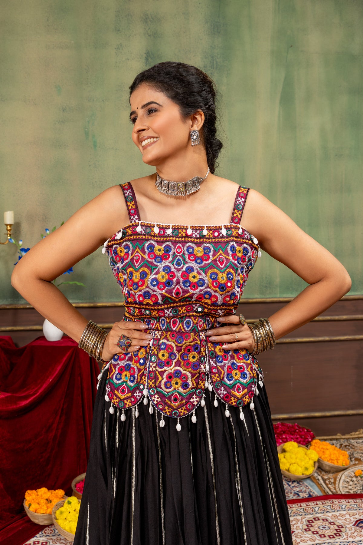 Black Rayon Ethnic Lehenga Choli with Heavy Embroidery Blouse