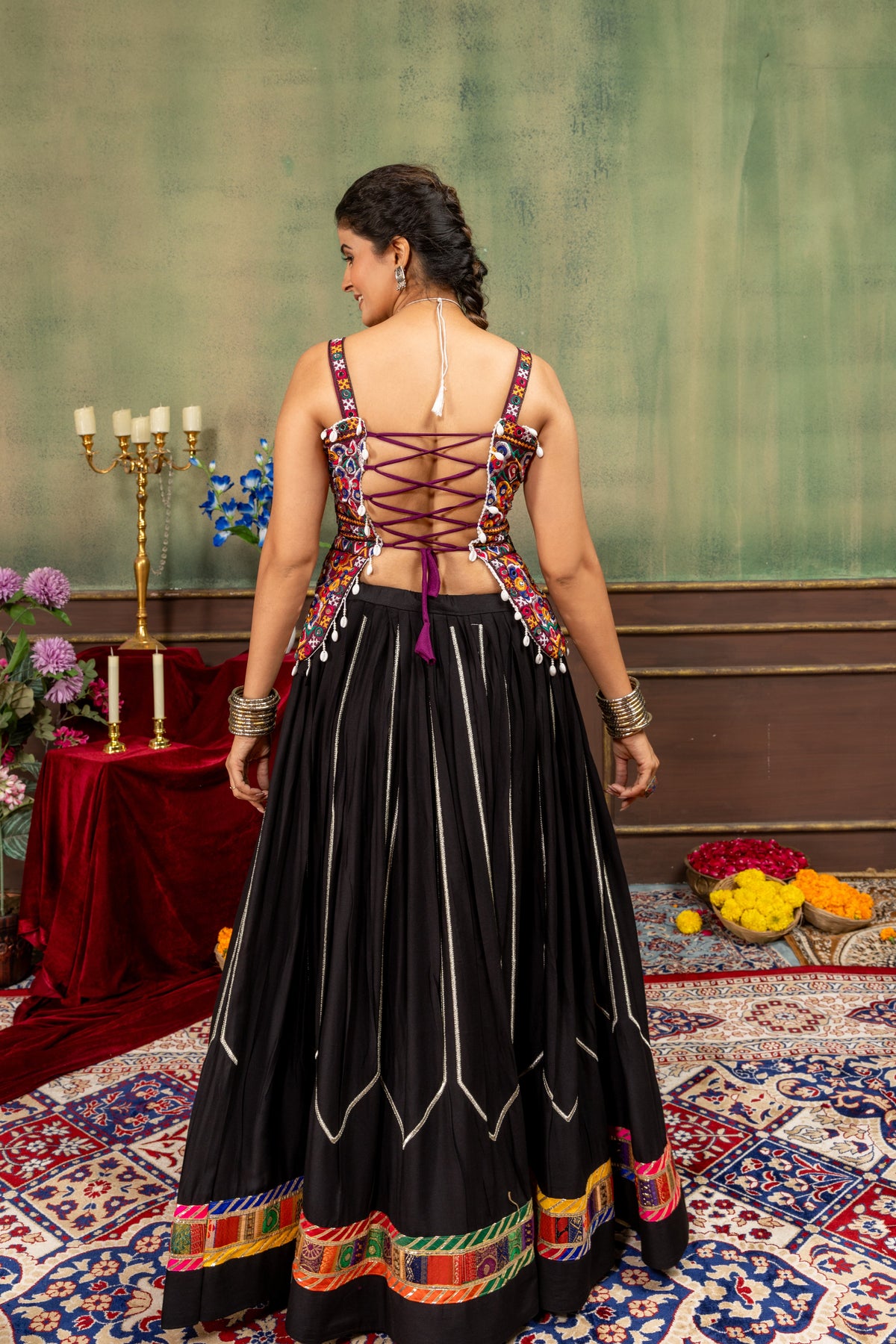 Black Rayon Ethnic Lehenga Choli with Heavy Embroidery Blouse