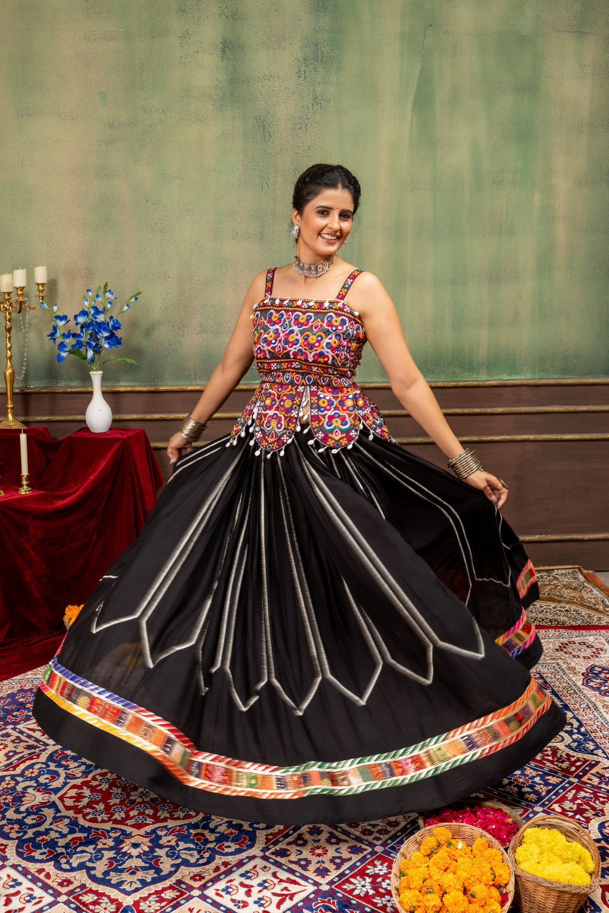 Black Rayon Ethnic Lehenga Choli with Heavy Embroidery Blouse