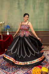 Black Rayon Ethnic Lehenga Choli with Heavy Embroidery Blouse
