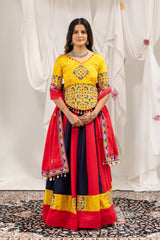 Vibrant Multi-Color Magic Cotton Designer Lehenga Choli with Real Mirror Work & Kodi Lace Dupatta