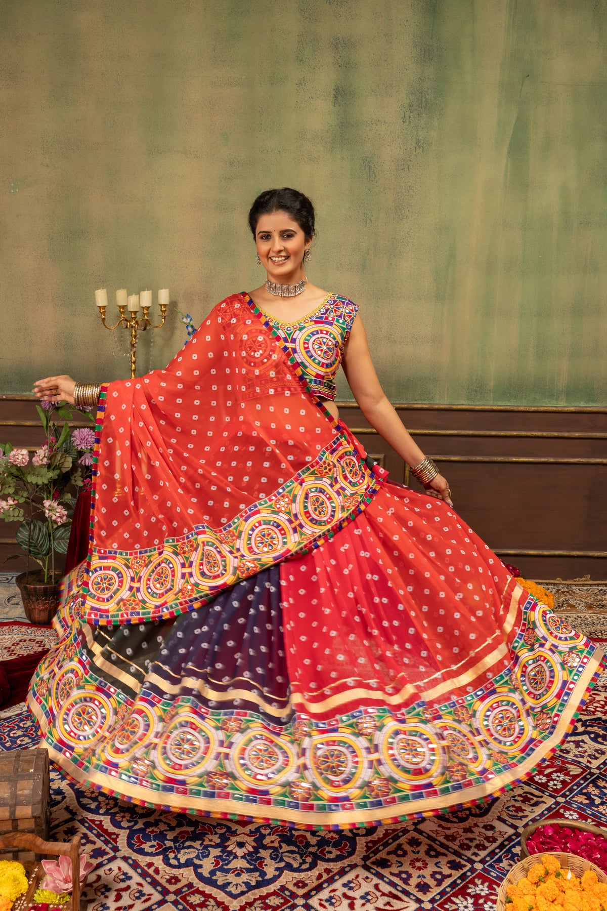 Vibrant Printed Faux Georgette Designer Lehenga Choli with Heavy Embroidery Dupatta