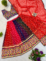 Vibrant Printed Faux Georgette Designer Lehenga Choli with Heavy Embroidery Dupatta