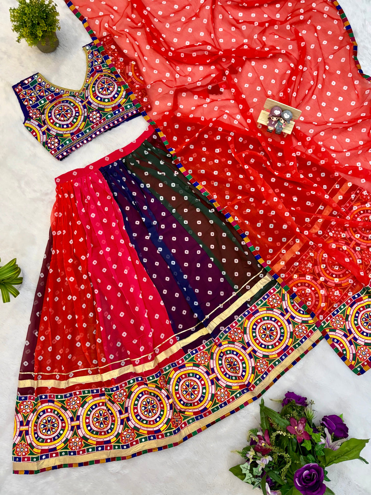 Vibrant Printed Faux Georgette Designer Lehenga Choli with Heavy Embroidery Dupatta