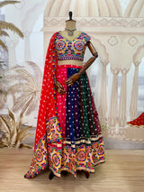 Vibrant Printed Faux Georgette Designer Lehenga Choli with Heavy Embroidery Dupatta