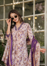 Floral Printed Pure Cotton Kurti with Bottom and Chanderi Cotton Dupatta Set