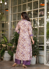 Floral Printed Pure Cotton Kurti with Bottom and Chanderi Cotton Dupatta Set