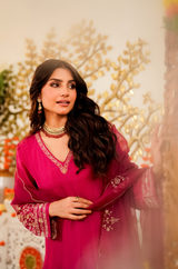 Viscose Chanderi Embroidered Designer Anarkali Kurti with Bottom and Organza Dupatta Set