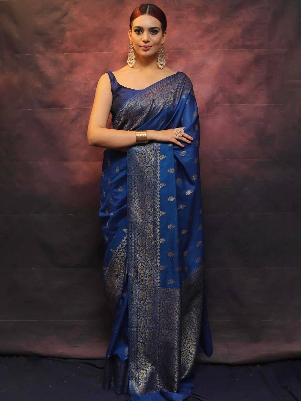 Banarasi Soft Lichi Silk Rich Jacquard Work Designer Saree with Blouse