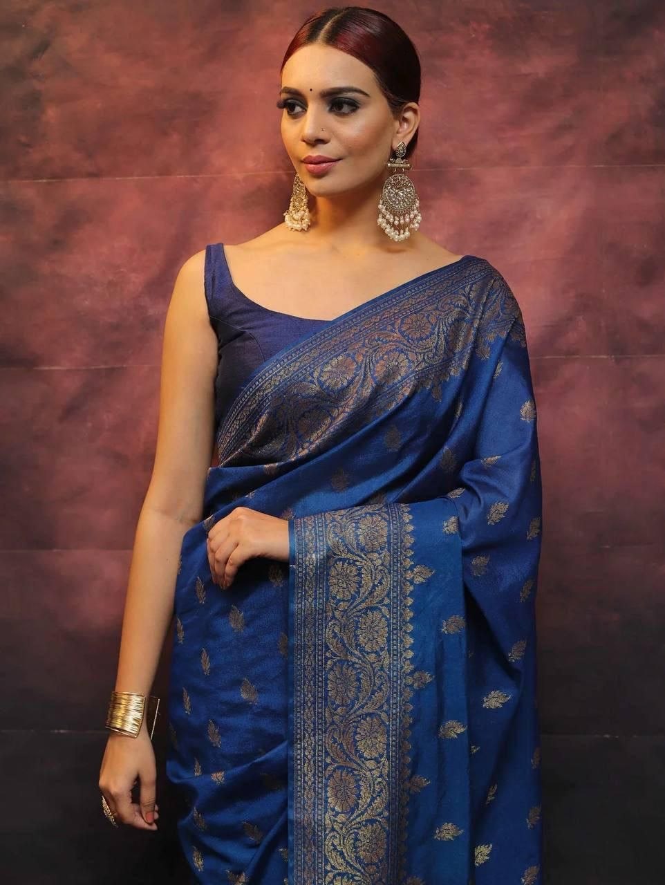Banarasi Soft Lichi Silk Rich Jacquard Work Designer Saree with Blouse