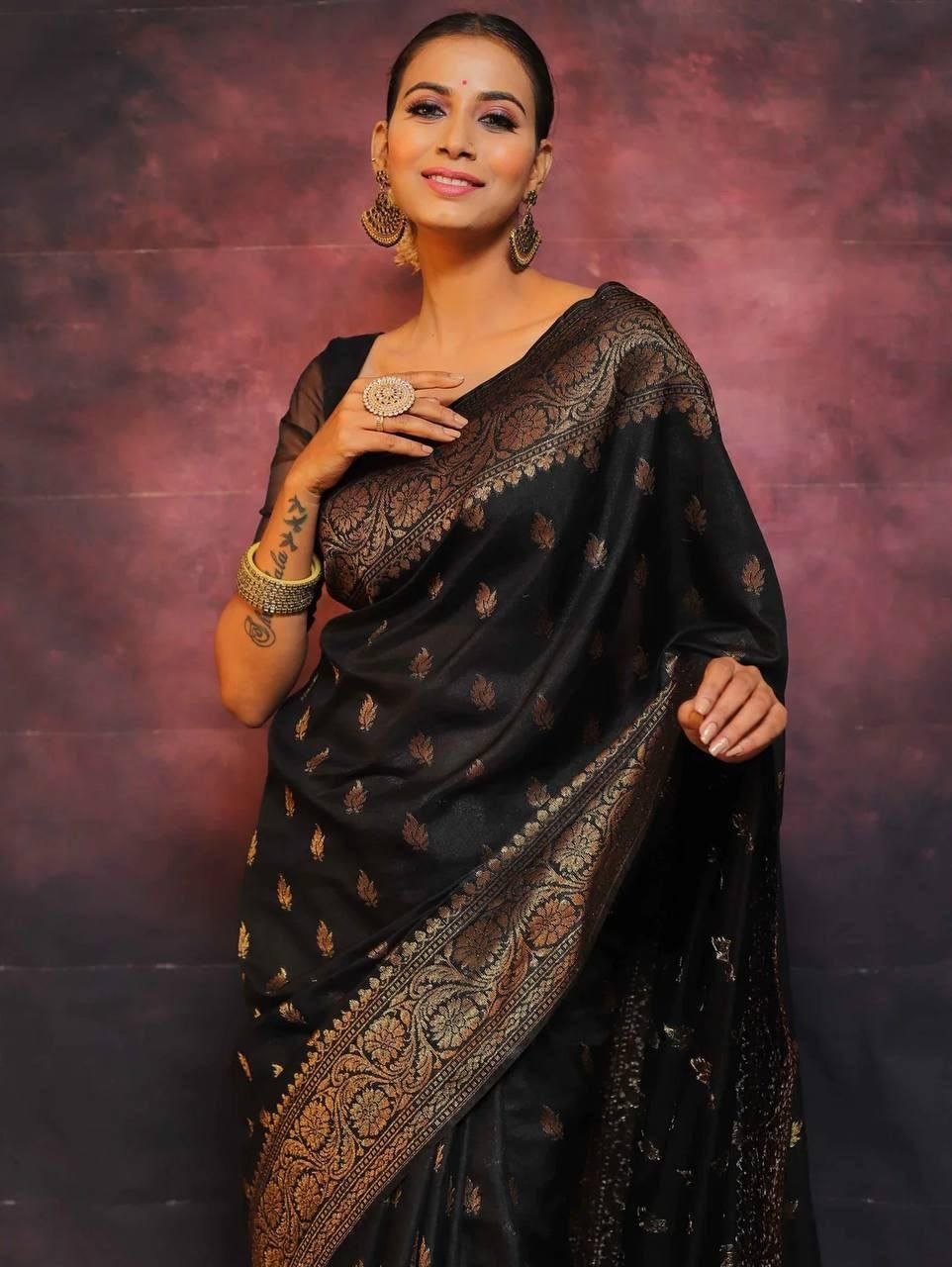 Banarasi Soft Lichi Silk Rich Jacquard Work Designer Saree with Blouse
