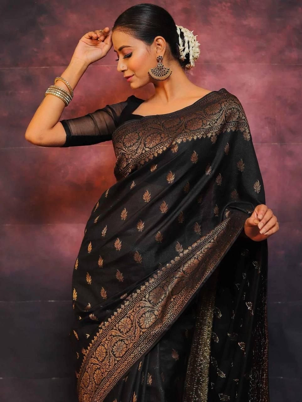 Banarasi Soft Lichi Silk Rich Jacquard Work Designer Saree with Blouse