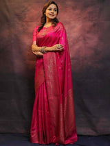 Banarasi Soft Lichi Silk Rich Jacquard Work Designer Saree with Blouse