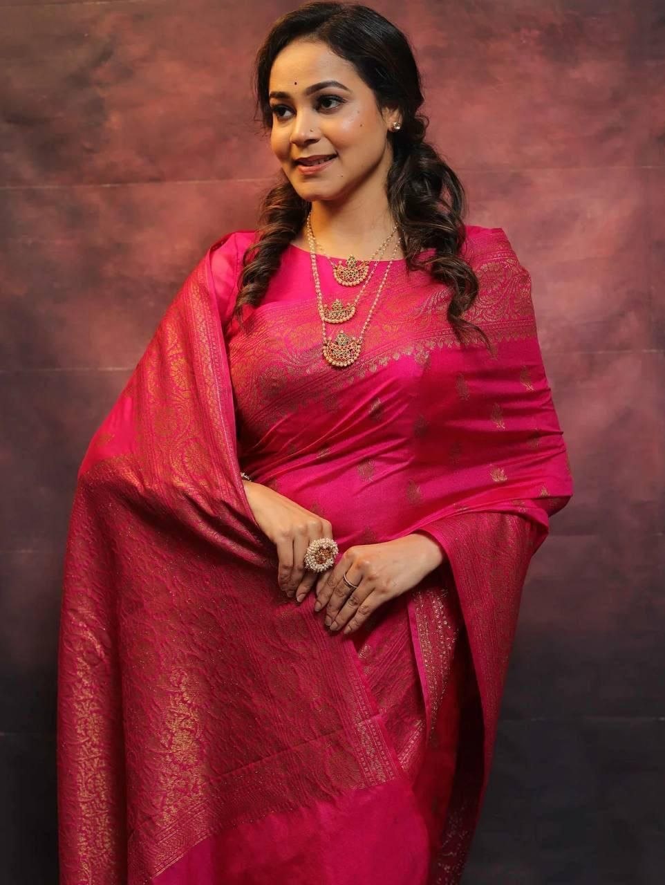 Banarasi Soft Lichi Silk Rich Jacquard Work Designer Saree with Blouse