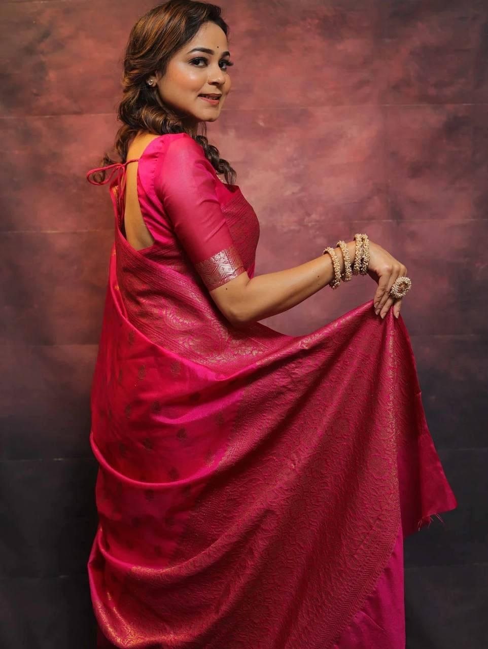 Banarasi Soft Lichi Silk Rich Jacquard Work Designer Saree with Blouse