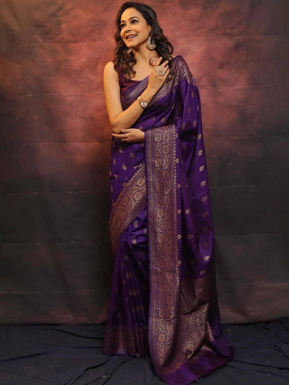 Banarasi Soft Lichi Silk Rich Jacquard Work Designer Saree with Blouse