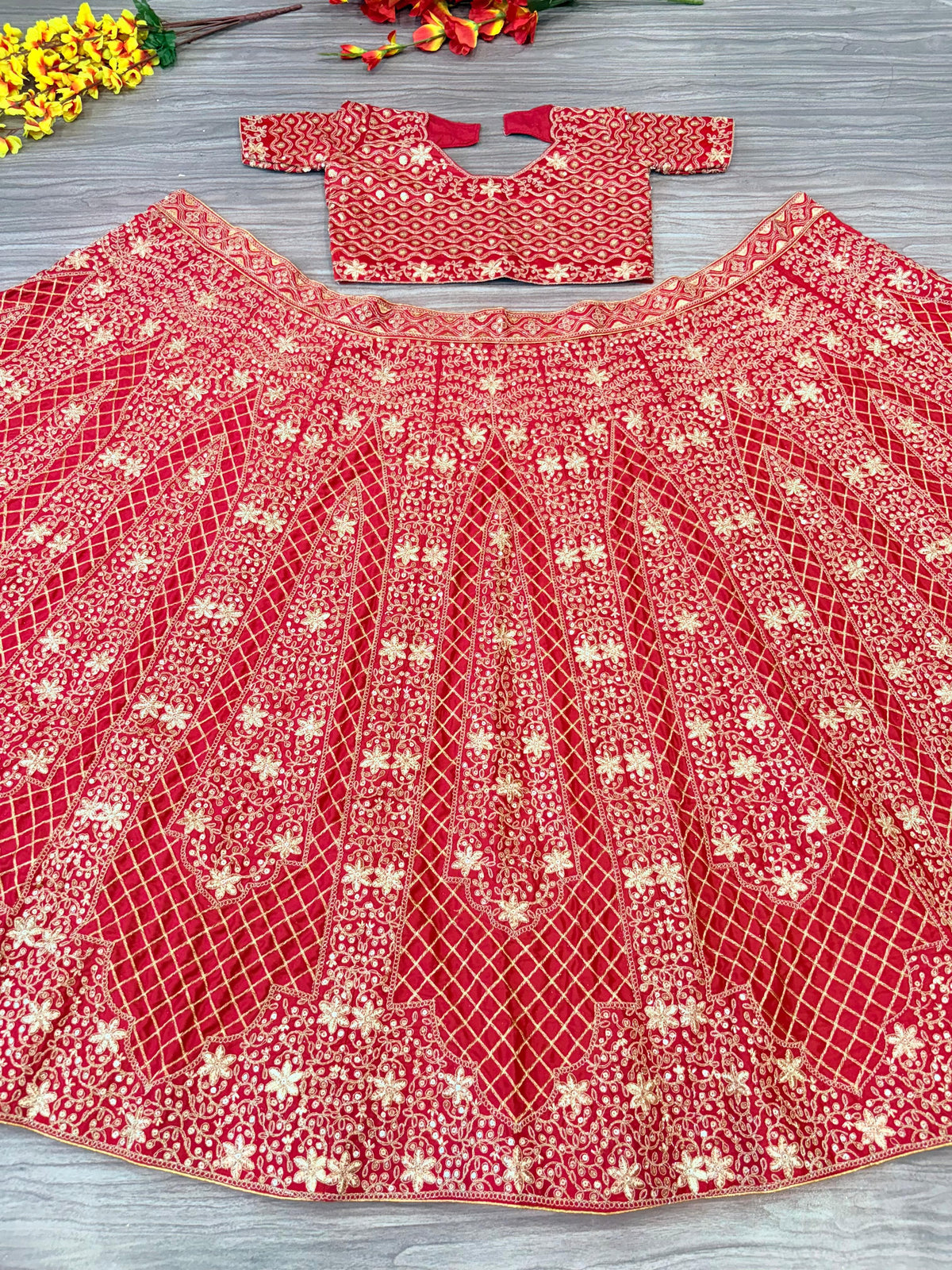 Maroon Premium Malai Satin Heavy Sequins and Embroidery Work Bridal Lehenga Choli with Net Dupatta