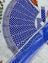Royal Blue Premium Georgette Heavy Thread Embroidery, Coding & Foil Mirror Work Designer Lehenga Choli with Organza Silk Dupatta Set