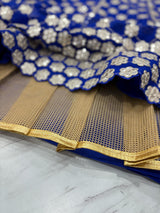 Royal Blue Premium Georgette Heavy Thread Embroidery, Coding & Foil Mirror Work Designer Lehenga Choli with Organza Silk Dupatta Set