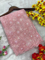 Baby Pink Premium Butterfly Net Heavy Embroidery, Sequins, Zari & Thread Work Designer Saree with Unstitched Blouse Set