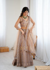Mauve & Gold Premium Soft Butterfly Net Heavy Embroidery and Sequins Work Designer Lehenga Choli Set