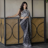 Black Premium Butterfly Soft Net Heavy Embroidery, Sequins & Hand Pearl Work Designer Saree with Unstitched Blouse Set