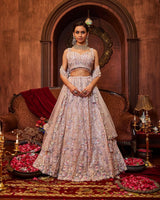 Pastel Pink Heavy Thread, Coding & Sequins Embroidered Faux Georgette Designer Bridal Lehenga Choli Set