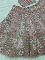 Pastel Pink Heavy Thread, Coding & Sequins Embroidered Faux Georgette Designer Bridal Lehenga Choli Set