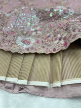 Pastel Pink Heavy Thread, Coding & Sequins Embroidered Faux Georgette Designer Bridal Lehenga Choli Set